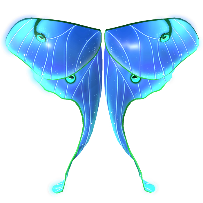 Emissive Glow Blue Luna Moth Wings