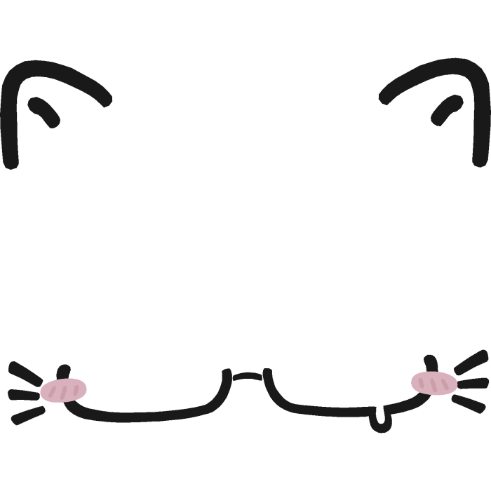 𖹭 kawaii black kitty blush glasses ears whisker