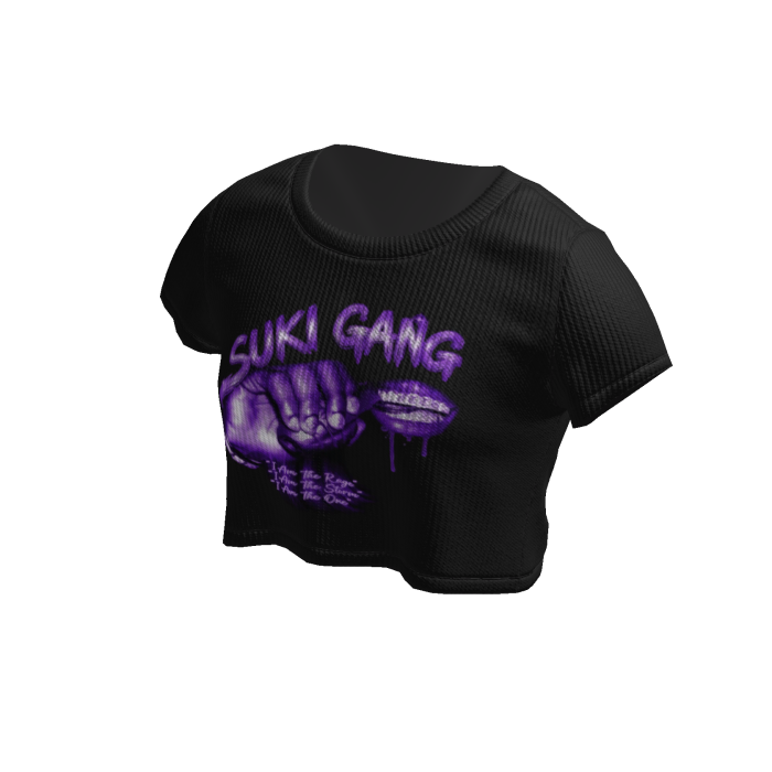 Suki Gang Purple Graphic Crop Top