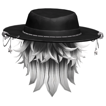 Tilted Wolfcut Pierced Sun Hat Messy Hair White
