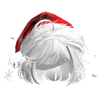 Christmas Cute Hair w/Santa Hat (White)