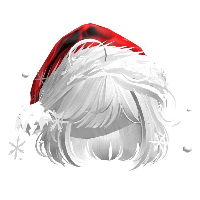 Christmas Cute Hair w/Santa Hat (White)