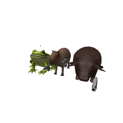 bull sheep,frogg,copibara