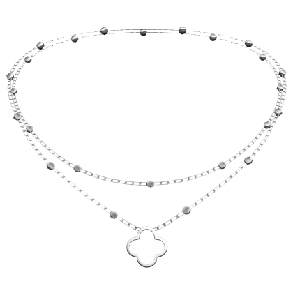 Clover Pendant Necklace Silver White