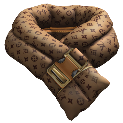 Brown LV Designer Puffer Lower Scarf