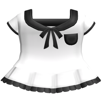 ♡ cute ruffled uniform dress in white & black Roblox item