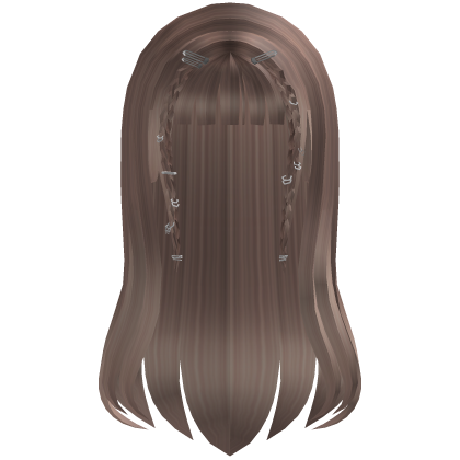 Silver Y2K Braided Long Hair in Black with Clips! Roblox item