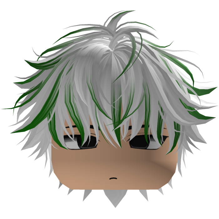 Cute Y2K emo white green hair