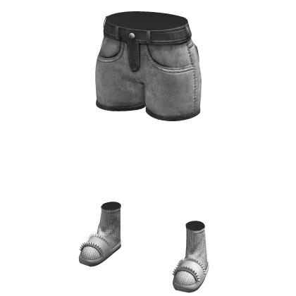 Grey White Cute Girl Y2K Low Rise Mini Denim Jorts
