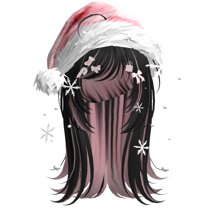 Cute Christmas Straight Hair (Black&Pink) Roblox item