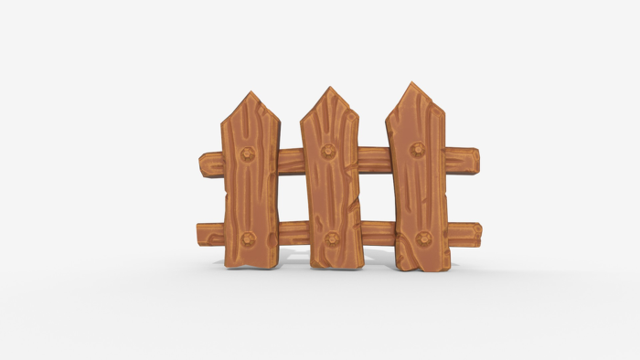 Stylized Wooden Fence - Low Poly Hand Painted Game preview 4