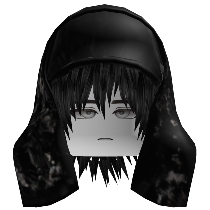 Black Cap With Black Scarf,Gray Vkei Hair,Gray Eye Roblox item