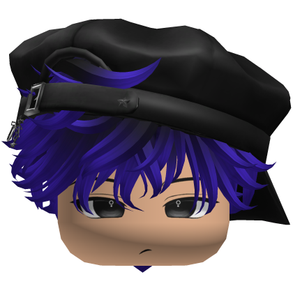 Cute Boy black blue hair with a cap Y2K Roblox item