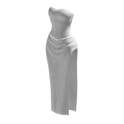White Evening Dress Elegant High Slit Silk Skirt