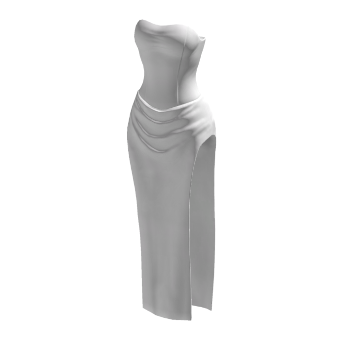 White Evening Dress Elegant High Slit Silk Skirt