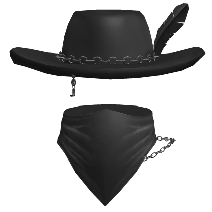 Goth Cowboy Hat Bandit w/ Neckscarf (Black) Roblox item