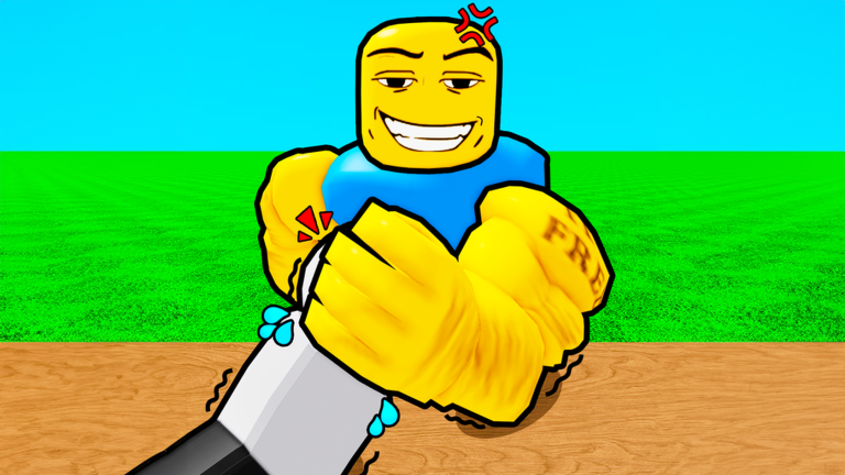 Official Roblox screenshot for Arm Wrestle Simulator used as visual context