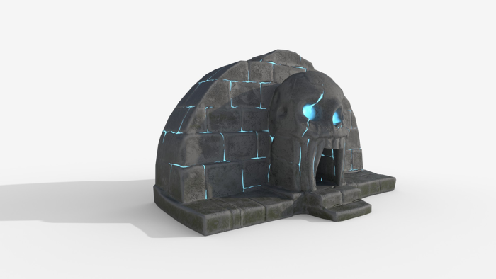 Stylized Skull Gate Cave Entrance Low Poly PBR preview 3