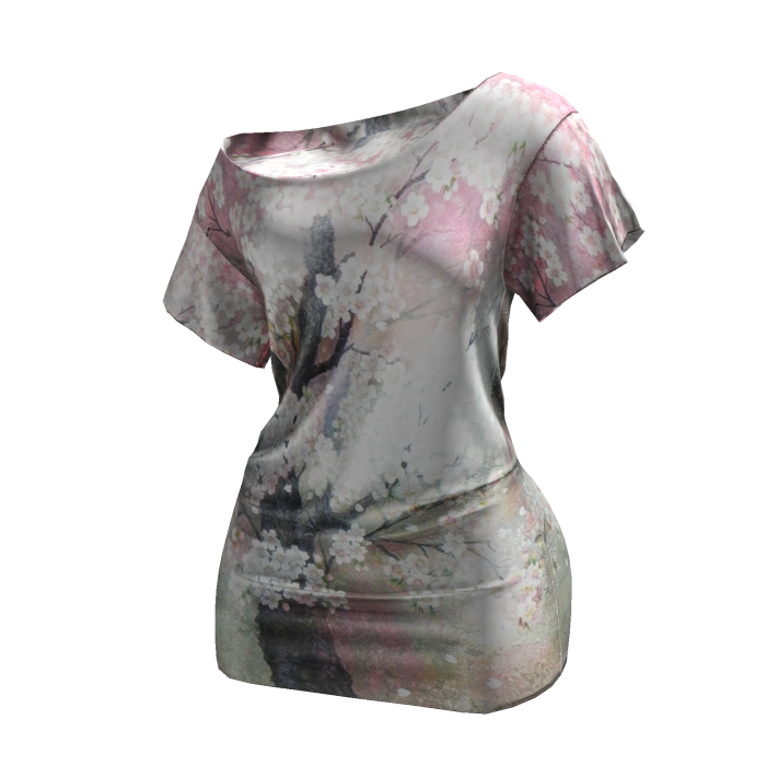 桜 off shoulder silk t-shirt dress sakura