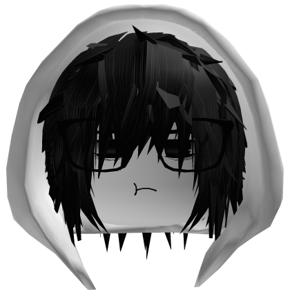 Vkei Moe Boy Black Hair Glasses White Hood Face Roblox item