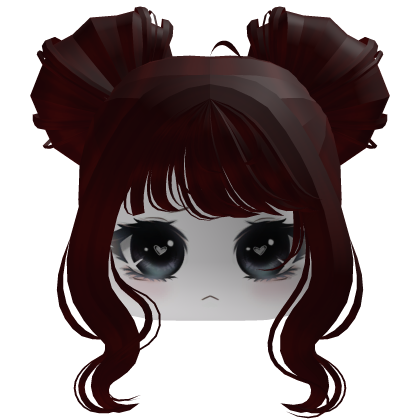 Dark Red Twin Buns Hair with Face Girl Roblox item