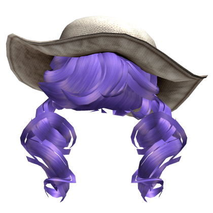 Curly Purple Twintails w/ White Sunhat Roblox item