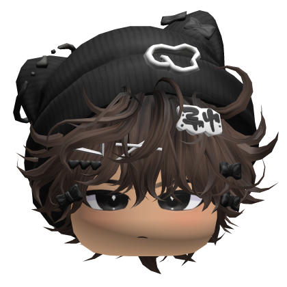 Messy Anime Hair w/ Cat Beanie (Brown) Roblox item