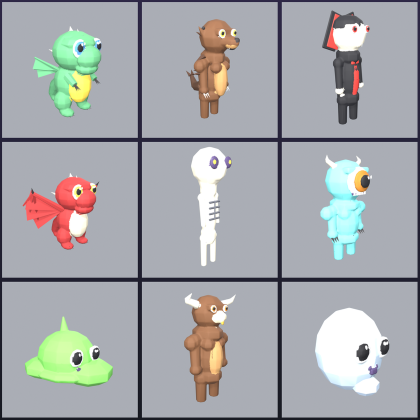 Low Poly Monster Creature Pack RPG Enemy Mob x24 preview 5