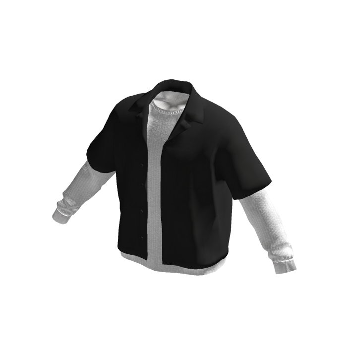 Black Layered Button Shirt w/ White Longsleeve