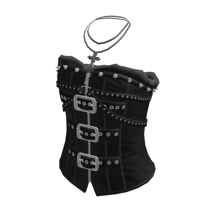 Studded Buckle Corset Top (Black)