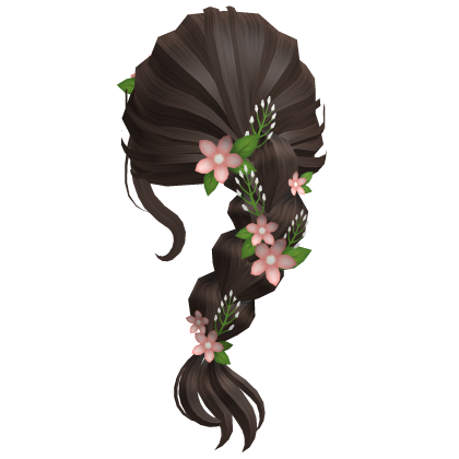 Brown Braided Ponytail w/ Sakura Petals thumbnail