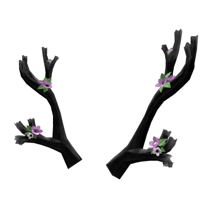 (GLOW) Black/White Floral Sakura Horns (Addon) Roblox item