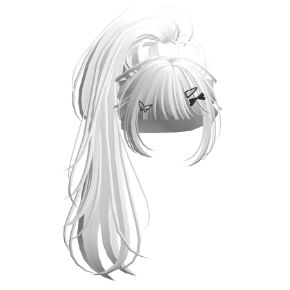 White Messy Ponytail w/ Ribbon Clips Roblox item