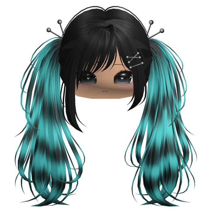 Cyan Raccoon Y2K Emo Punk Pigtails w/ Pins