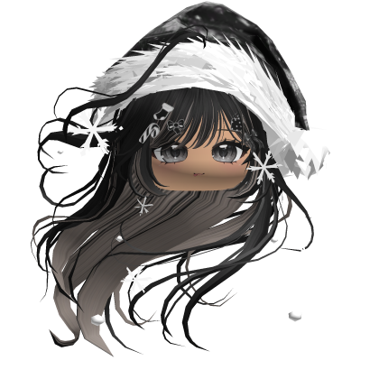 Windy Anime Hair w/Santa Hat (Black&Ash)
