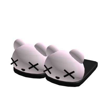 Cutesy Emo Bear Slippers in Pink & Black 3.0