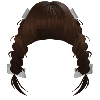 Brown Hime Twintail Braids (White Bow) Roblox item