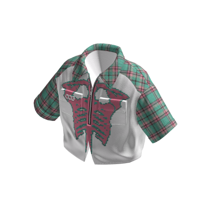 MOG - Green Pink 8bit Skeleton Pocket Shirt thumbnail