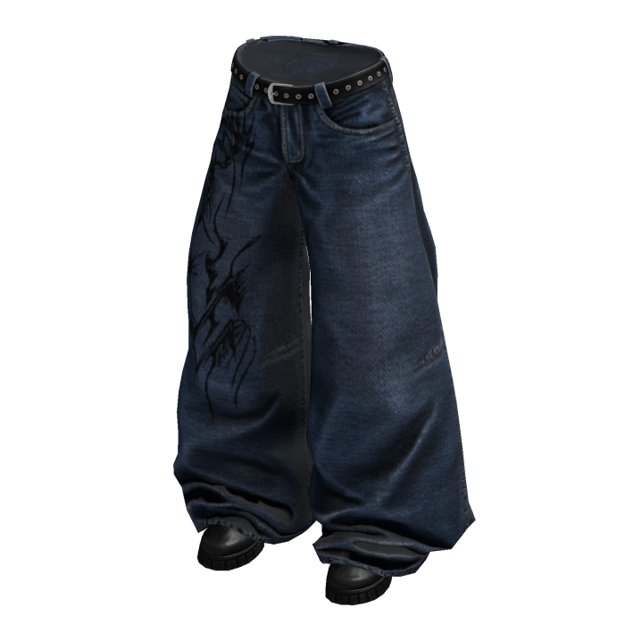 Dark Blue Y2K Tribal Baggy Jeans