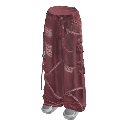 Strapped Baggy Jeans w/ Sneakers (Pink)