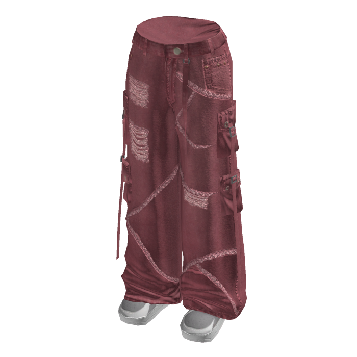 Strapped Baggy Jeans w/ Sneakers (Pink)