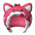 𝜗𝜚🍓Kawaii Fluffy Strawberry Cat Hood (Maroon)
