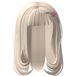 Long Straight Hair with Flower Hairclip (Beige)