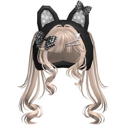 Cute Emo Curly Kitty Ear Pigtails w Hood Blonde v3