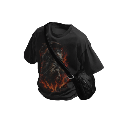 Grey Vintage Print T-Shirt with Cross Bag thumbnail