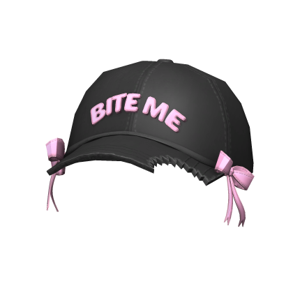 Trendy Black/Pink "BITE ME" Cap with Bows