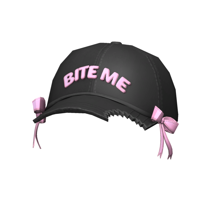 Trendy Black/Pink "BITE ME" Cap with Bows