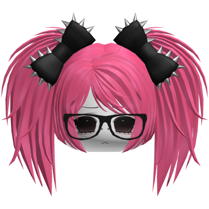 Gothic Moe Vkei Pink Messy Pigtails /w Glasses