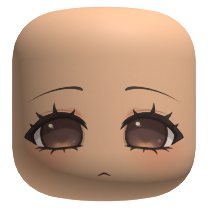 Cute Dreamy Chibi Face with Brown Eyes - Light