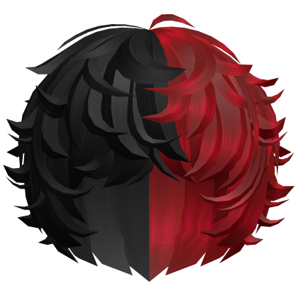 cute kawaii black&red messy swirly curly fluffy